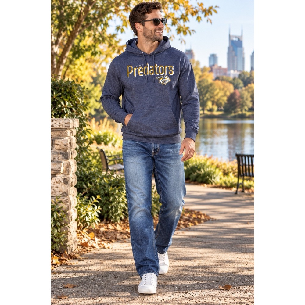 Nashville Predators NHL Hoodie Men's Small Navy Blue Pullover Fleece NWT